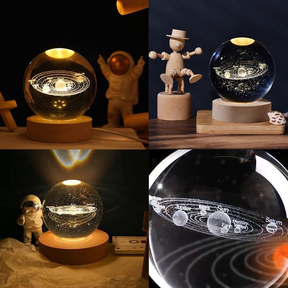 3D Galaxy Crystal Ball LED Night Lamp