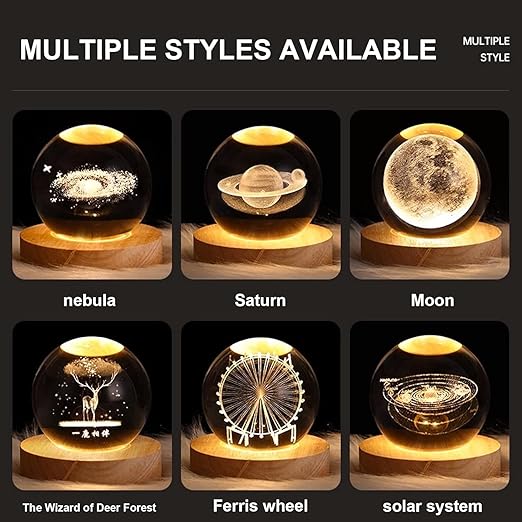 3D Galaxy Crystal Ball LED Night Lamp